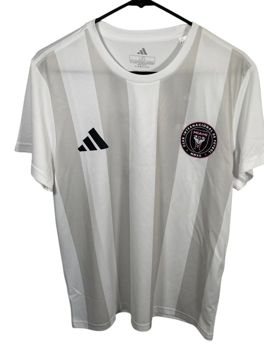 Adidas Lionel Messi Inter Miami Jersey Womens Large White Striped Shirt NWT New